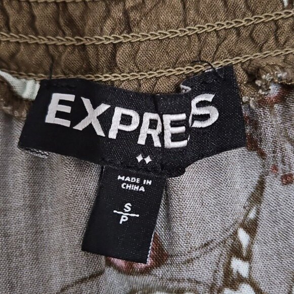 Express Floral Wrap Pull On Maxi Skirt Size Small Olive Green Careerwear Office - Picture 7 of 9